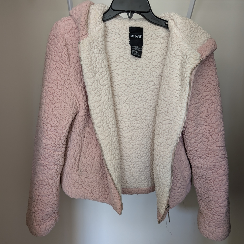 Me Jane Women's Pink Sherpa Teddy Bear Coat Jacket